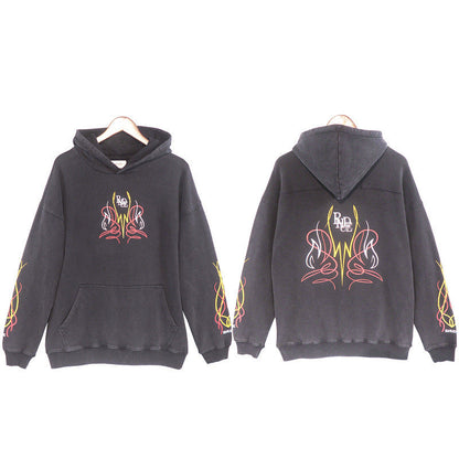 Rhude Hoodie Letter Design Washed Retro Hooded Sweater