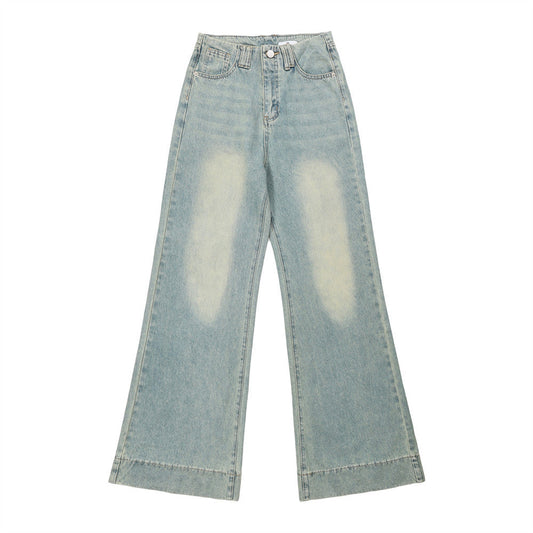 Women Pants Washed White Jeans Loose Wide Leg Pants Trousers