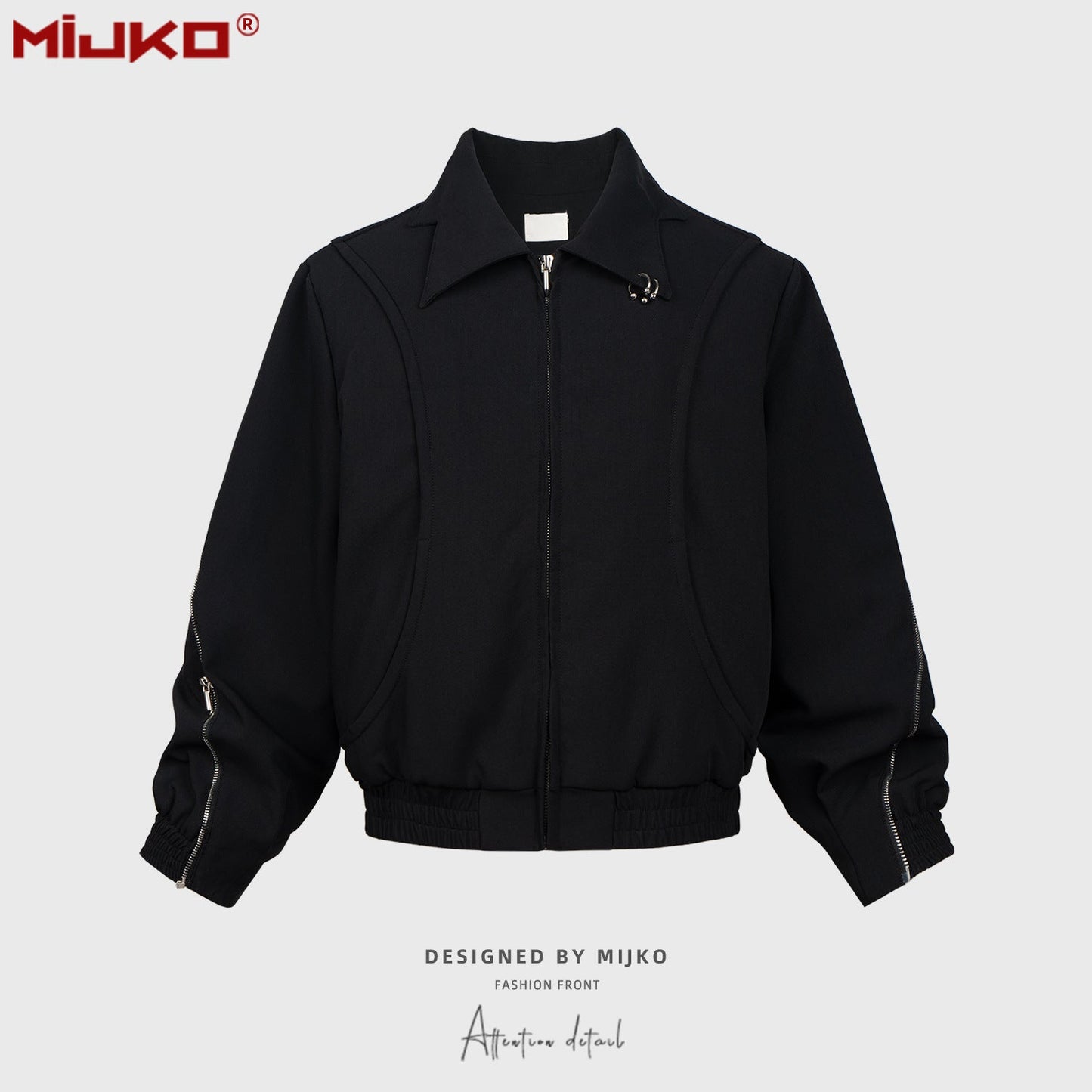 MIJKO Men's Jacket Two-way Zipper Minimalist Temperament Jacket