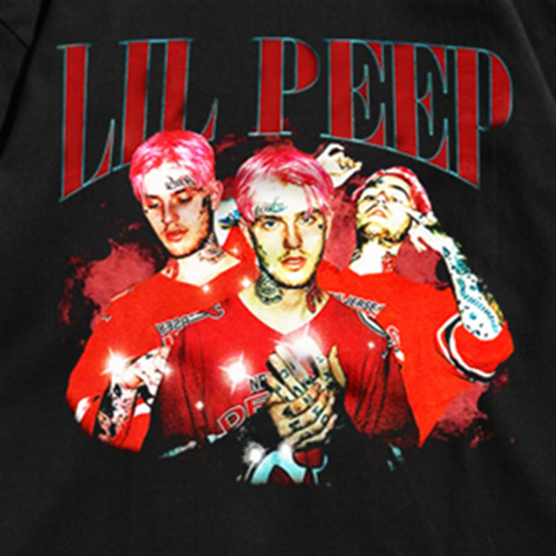 Rock Star T Shirt Lil Peep Character Street Printing T-shirt Short Sleeve Loose Men