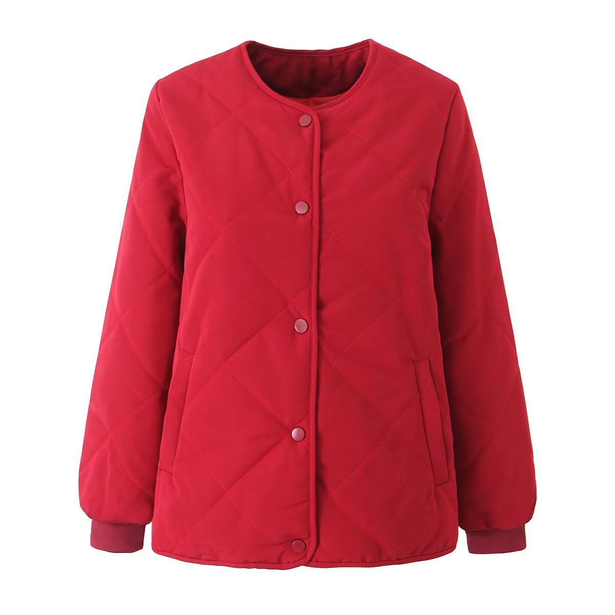 Women Cotton Coat Rhombus Lightweight Cotton-Padded Jacket Elderly