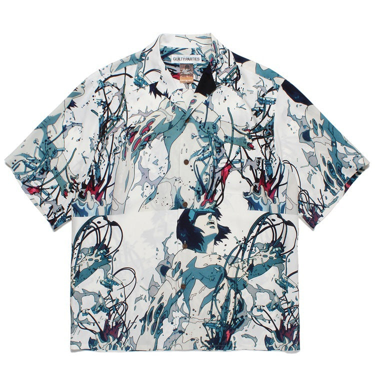 GUILTYPARTIES TIGER Shirts Ghost in the Shell joint print, short-sleeved shirt