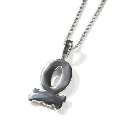Jewelry Trend Full Diamond O BLOCK Zircon Letter Pendant Necklace Word Up St. Valentine's Spectrum Royalty