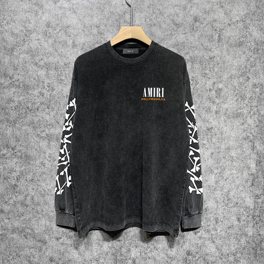 Amiri Long-Sleeved Shirtvintage Washed and Worn Vintage Long Sleeve T-shirt