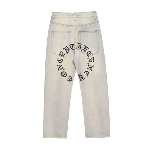 Men Jeans Old Straight Ripped