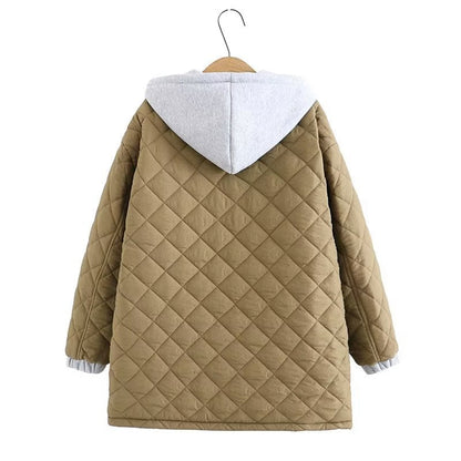 Women Cotton Coat plus Size Loose Hooded Coat