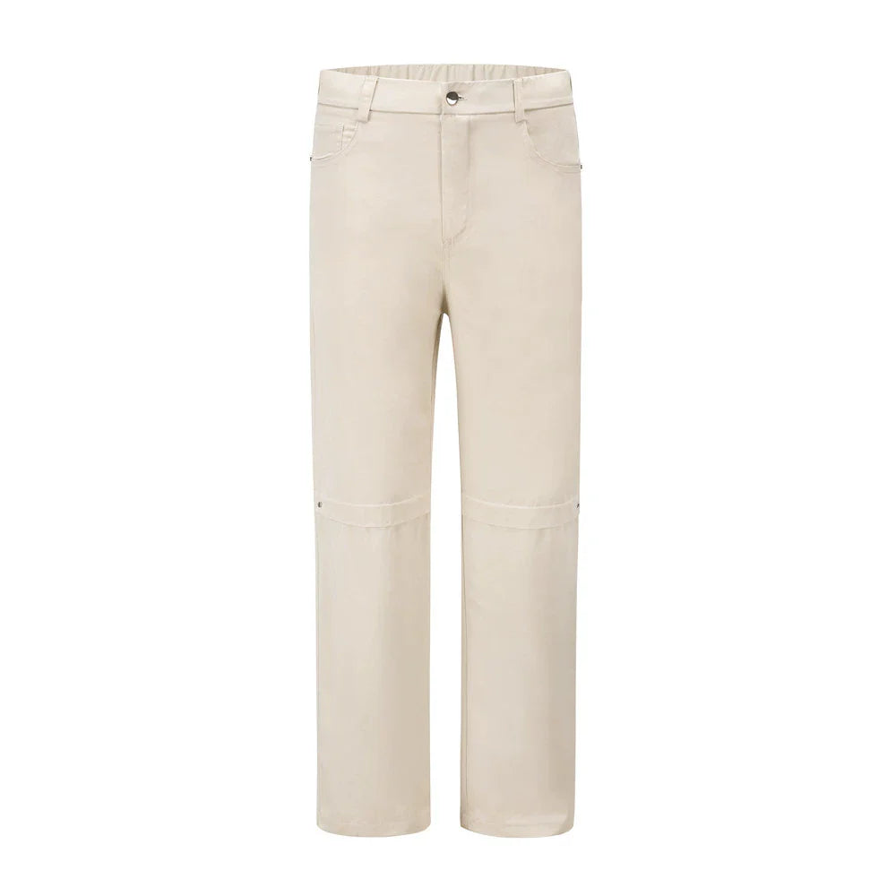 Men Sweatpants Casual Pants Summer Loose and Simple Pure Color Elastic Waist Straight-Leg Trousers