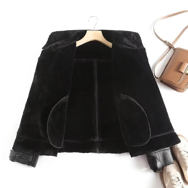 Women Cotton Coat Trendy Cool Motorcycle Clothing Warm Leather Coat