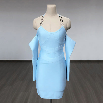 Women Evening Dress Bandage One-Piece Dress Backless Sexy Dress