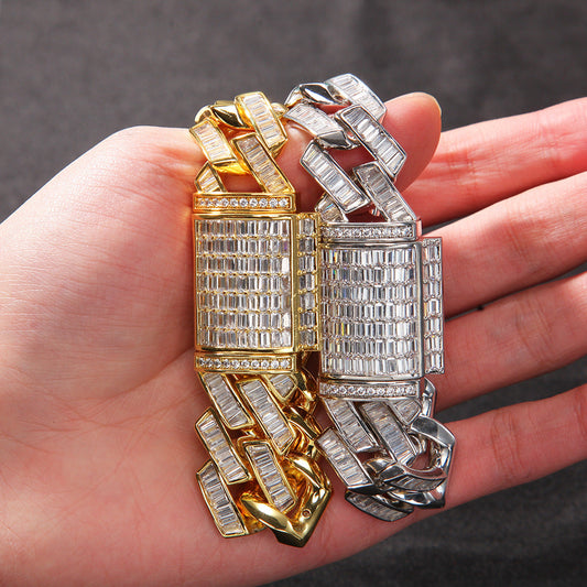 Bracelet Square Zirconium Bar Cuban Bracelet ins Wind Bracelet St. Valentine's Spectrum