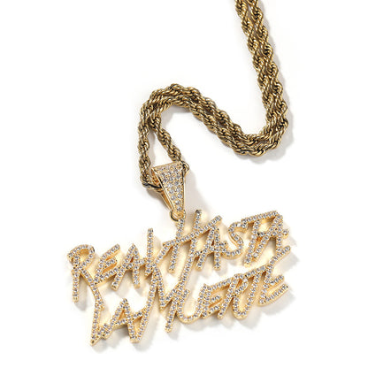 Jewelry Diamond Double Letter Pendant Necklace Jewelry Word Up rapper Spectrum
