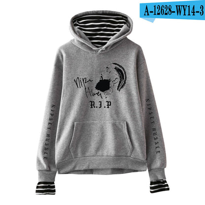 Nipsey Hussle Hoodie Rap Singer Trend False Two-Piece Sweaters