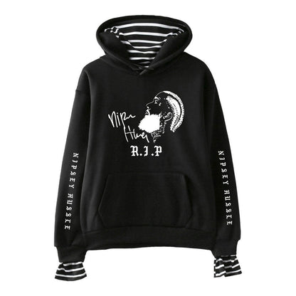 Nipsey Hussle Hoodie Rap Singer Trend False Two-Piece Sweaters