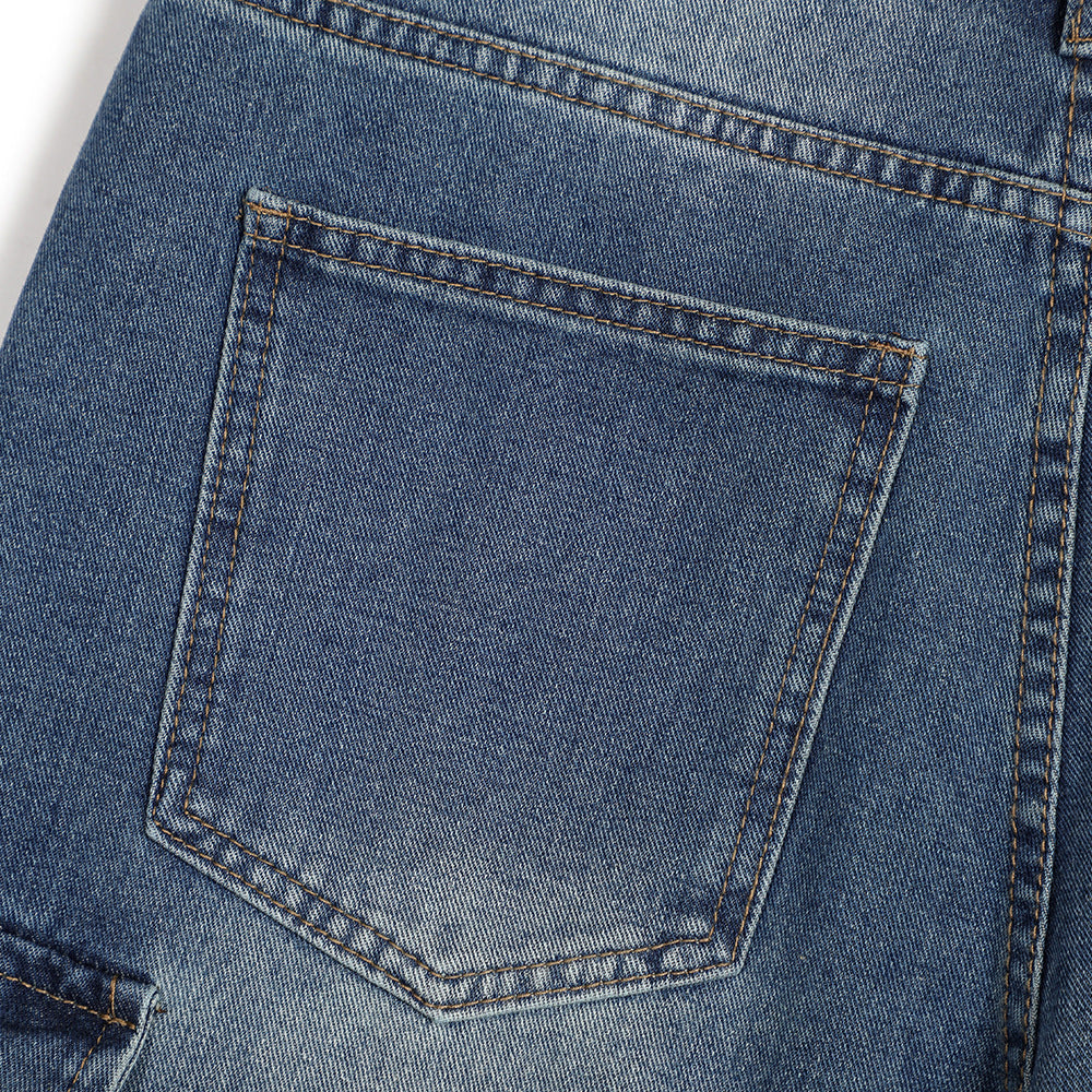 Men Shorts Workwear Denim Multi-Pocket Wash White
