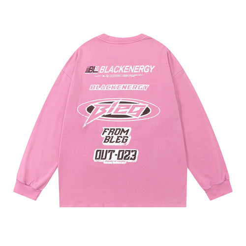 Men Long Sleeve T-Shirt Racing Logo Printed Cotton round Neck Bottoming Shirt