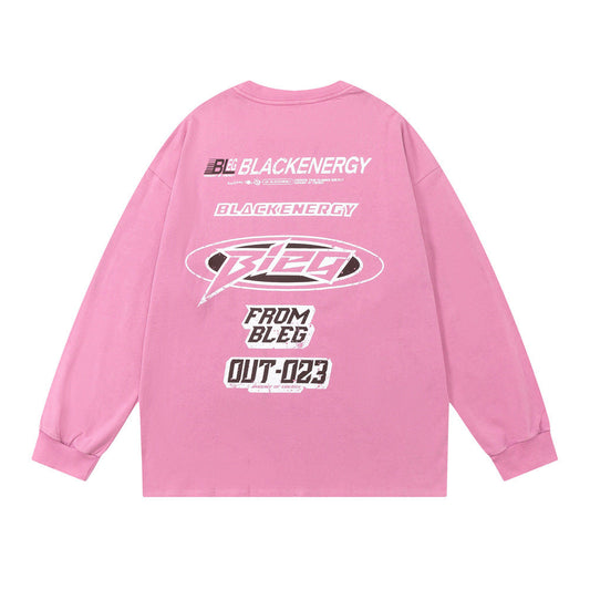 Men Long Sleeve T-Shirt Racing Logo Printed Cotton round Neck Bottoming Shirt