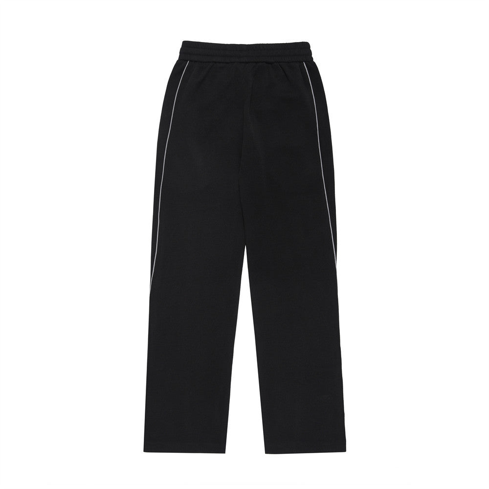 Men Sweatpants Stitching Contrast Color Casual Pants Loose Track Pants Drawstring Elastic Waist Straight-Leg Wide-Leg Pants