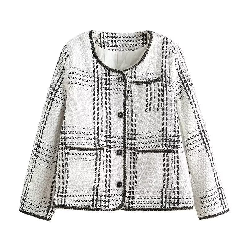 Women Cotton Coat Fashionable All-Match Plaid