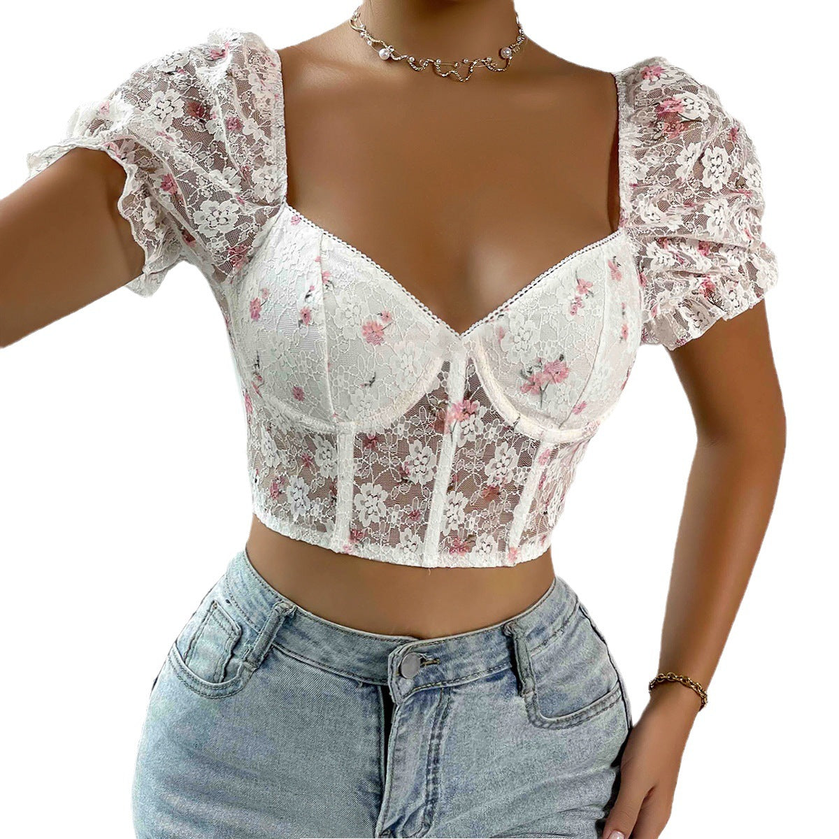 Women Party Tops Lace Short Sleeve Top Vest