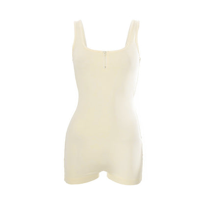 Women Jumpsuit Summer Zipper Tight Sports Jumpsuit Shorts