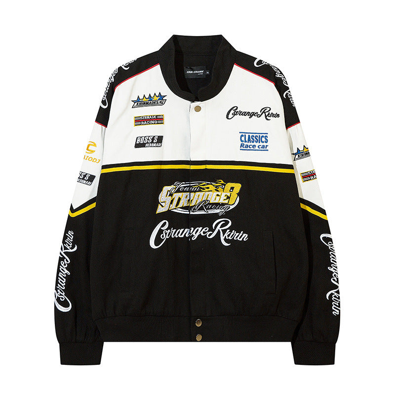Women Jackets Vintage Heavy Embroidered Racing Suit Jacket