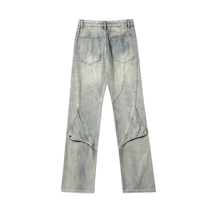 Men Jeans Straight Jeans Loose Wide Leg Pants Denim Trousers