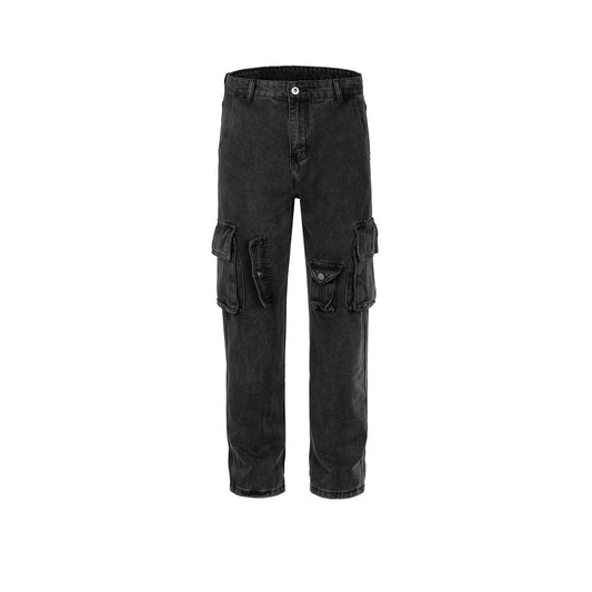 MIJKO Men's Vintage Pants MIJKO trousers men's and women's straight wash water old jeans
