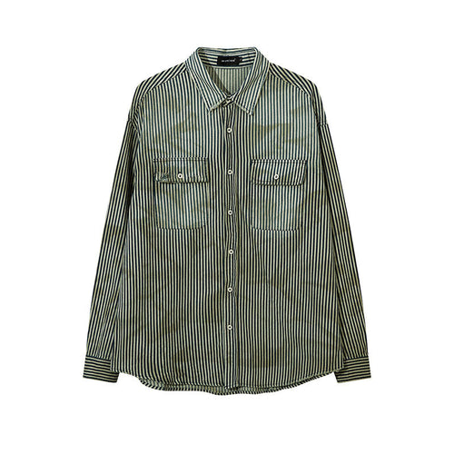 Unisex Vintage Shirt Vintage Striped Shirt Jacket Men