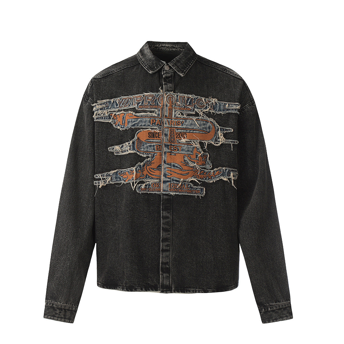Unisex Denim Jacket Old Patch Embroidered Denim Jacket