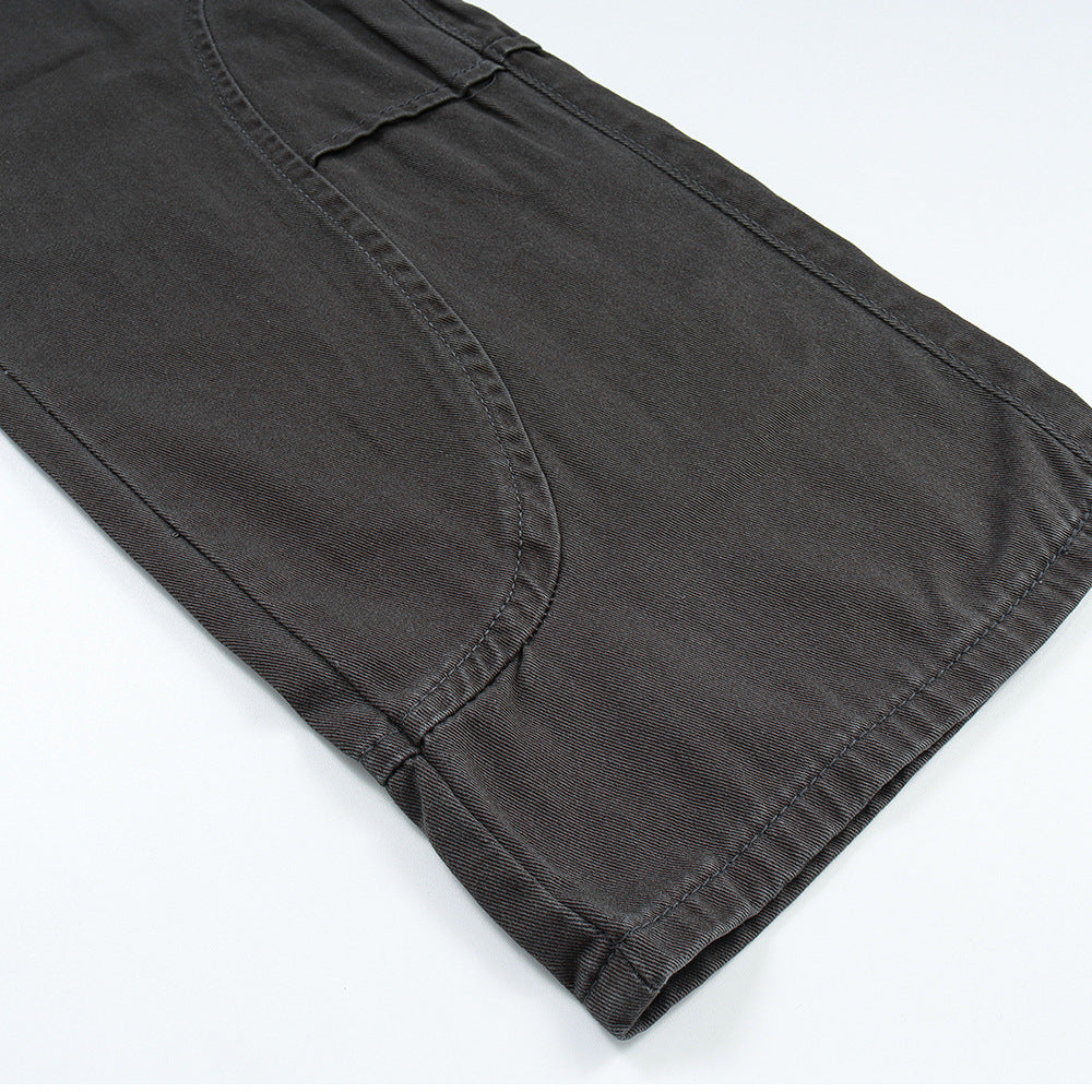 Men Jeans Multi-Pocket Cargo Pants Loose Casual