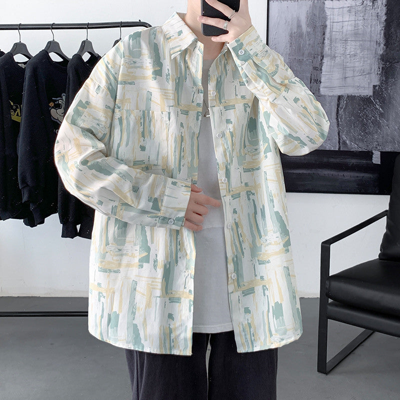 Men Shirts Graffiti Baggy Coat