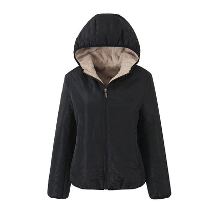 Women Cotton Coat Fleece Hooded Jacket Warm Leisure Fashion