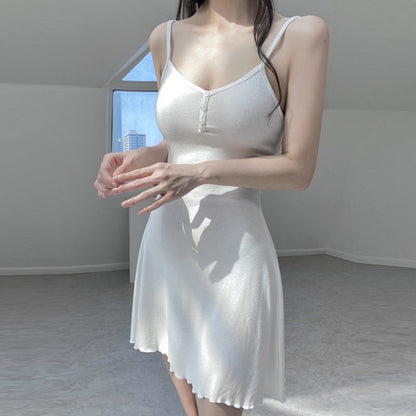 Women Dresses White V-neck Suspenders Dress Long Sleeve Cardigan Jacket Suit Skirt