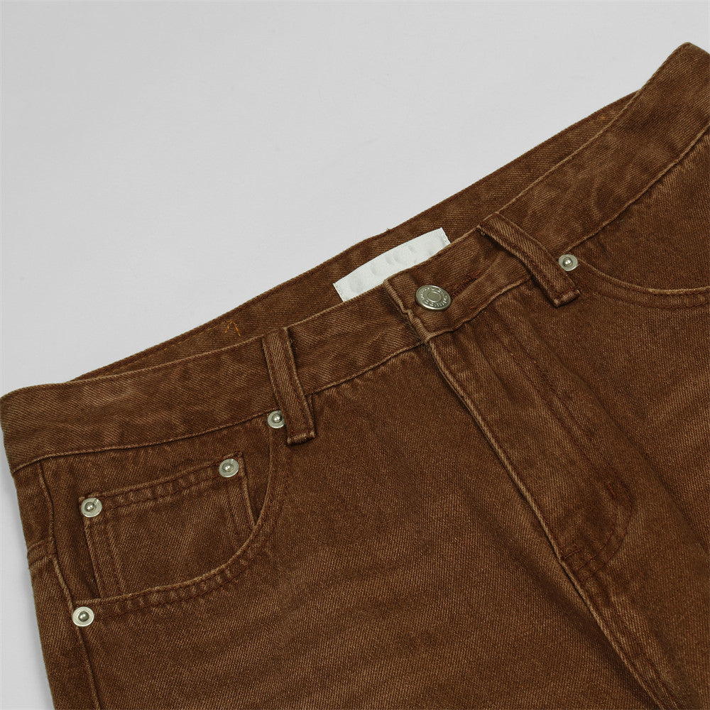 Men Jeans Ripped Distressed Loose Casual Straight Wide Leg