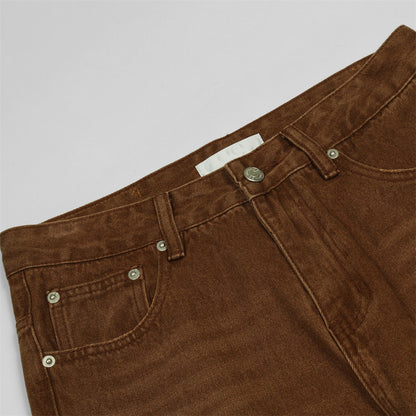 Men Jeans Ripped Distressed Loose Casual Straight Wide Leg