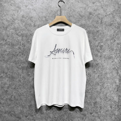 Amiri T Shirt Printed Casual Hip Hop round Neck Short Sleeve T-shirt