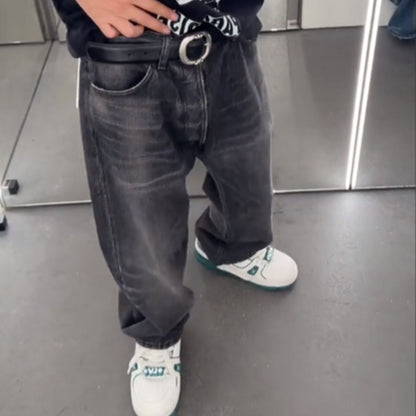 MIJKO Men Vintage Pants MIJKO Trousers Trendy Washed Straight Jeans