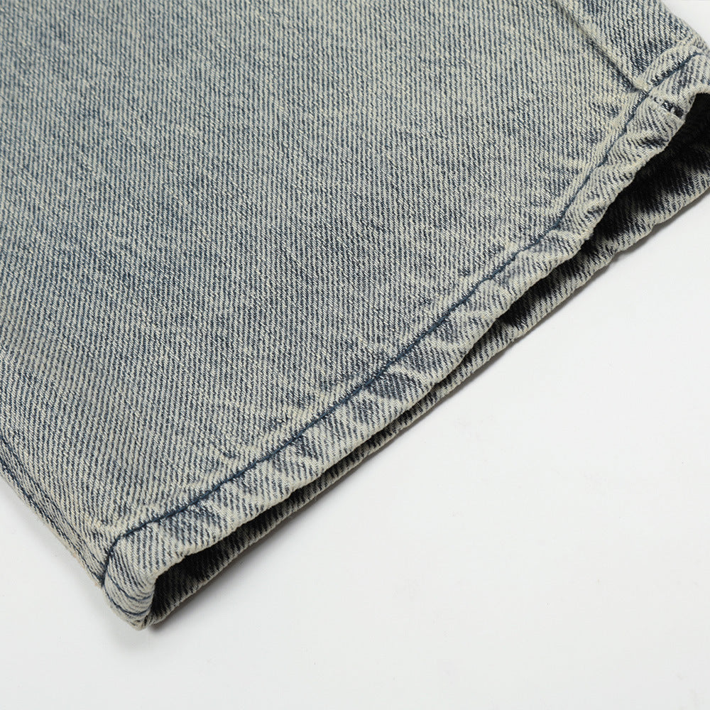Men Jeans Simple Loose Distressed Straight Casual