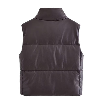 Women Cotton Coat Fashion Casual Leather Vest