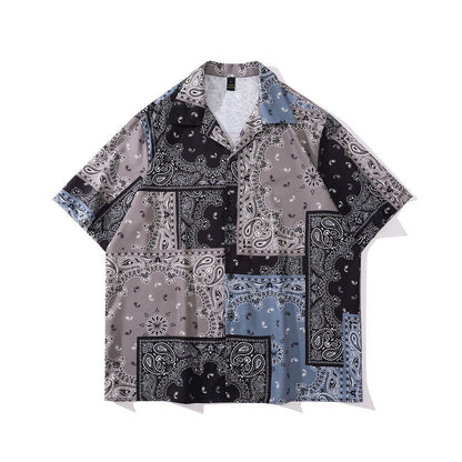 Short Sleeve Shirt Cashew Nuts Printed Shirt Summer Retro Loose Hawaii