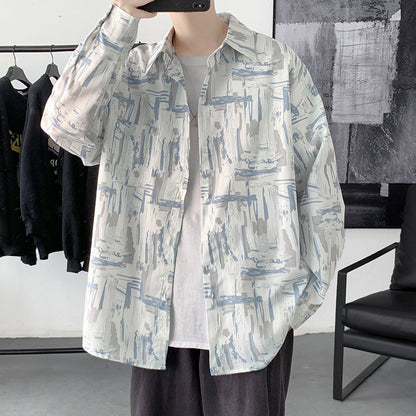 Men Shirts Graffiti Baggy Coat