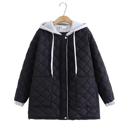 Women Cotton Coat plus Size Loose Hooded Coat