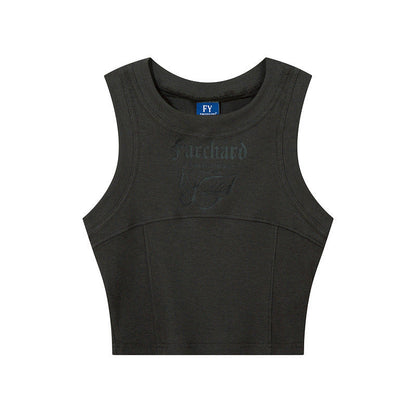 Women Vest Old School Letter Print Sleeveless T-shirt Female Vintage Vest