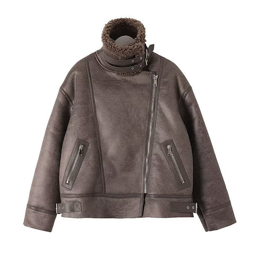 Women Cotton Coat Fleece Padded Jacket Lamb Wool