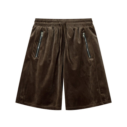 Men Shorts Casual Shorts Summer Elastic Waist Zipper Pocket Sports