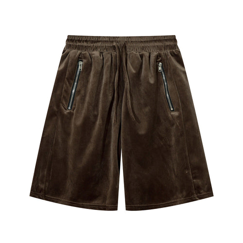 Men Shorts Casual Shorts Summer Elastic Waist Zipper Pocket Sports