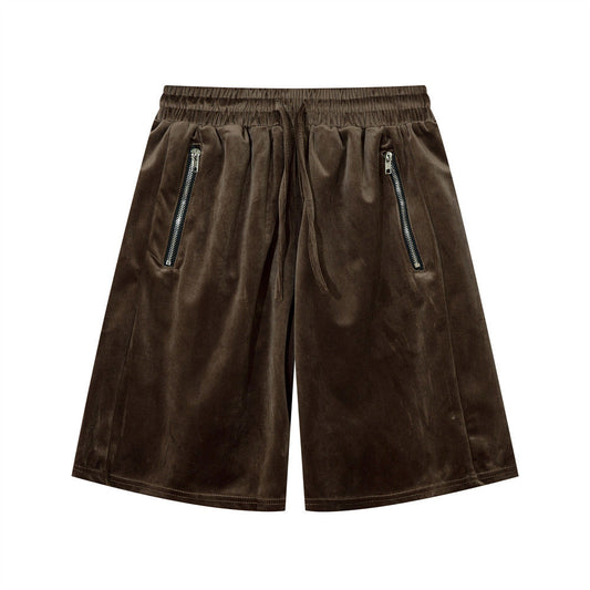 Men Shorts Casual Shorts Summer Elastic Waist Zipper Pocket Sports