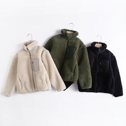 Women Cotton Coat Polar Fleece Winter Thermal Zipper Fleece-Lined Thicken Children