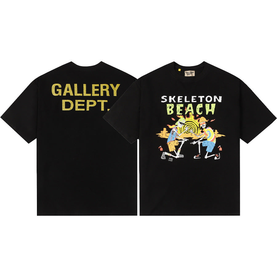 Gallery Dept T-Shirt Hand Painted Ink Splashing Alphabet Washed Retro Short Sleeve T-Shirt