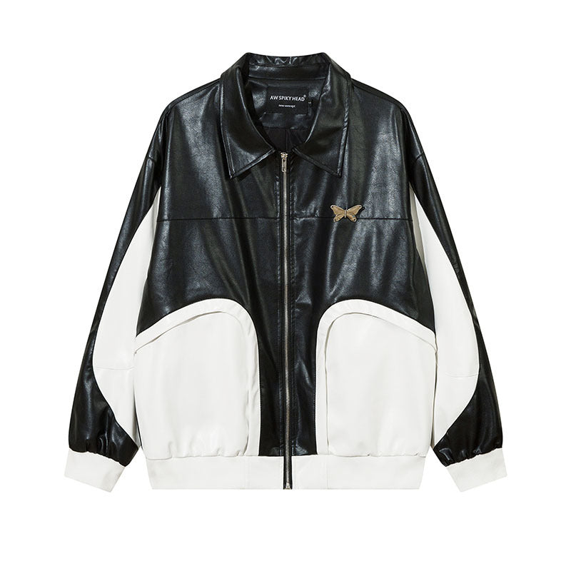 Women Jackets Punk Stitching Pu Wallet Retro Biker's Style